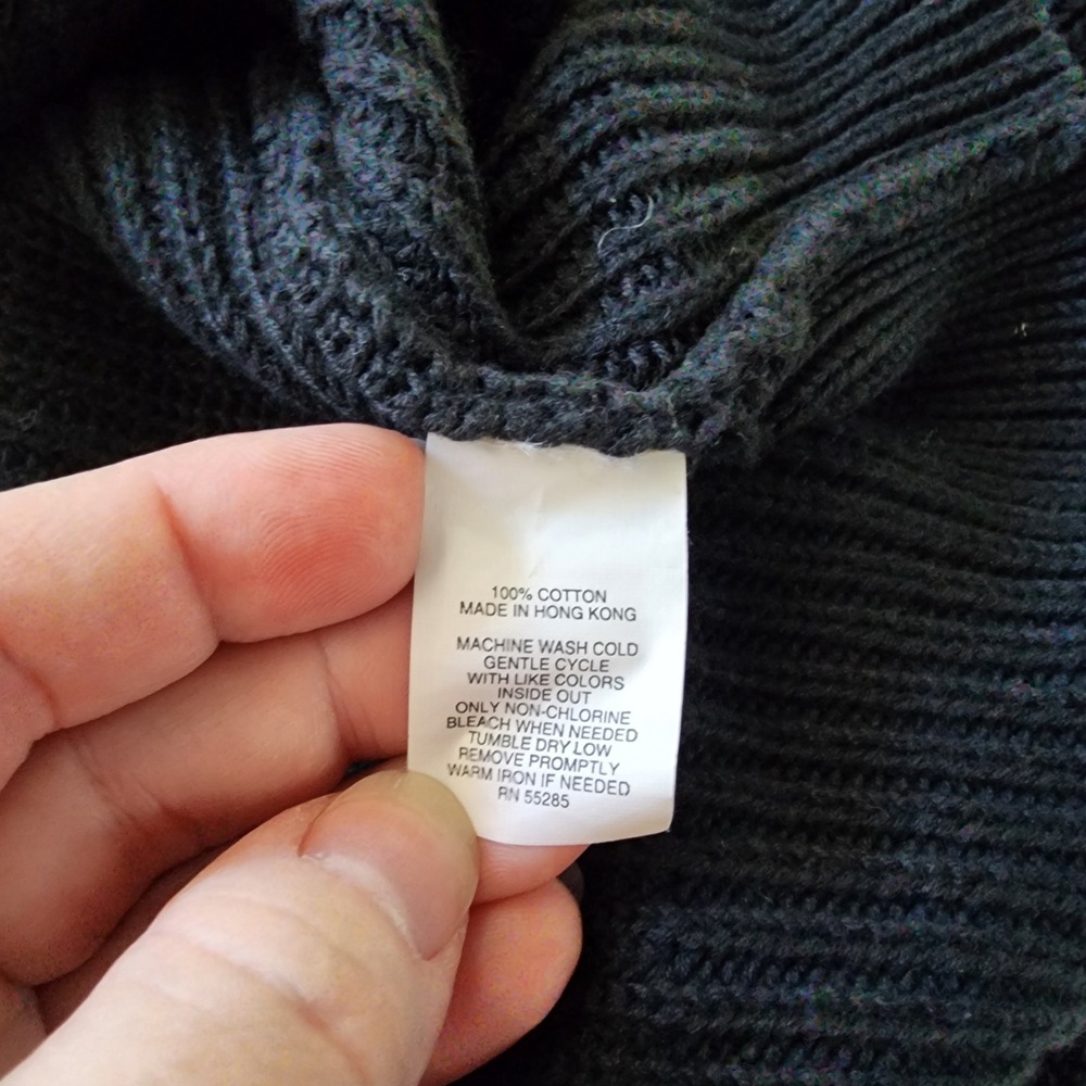 Express Mens XL Dark Grey 100% Cotton Ribbed Full Zip Y2K Cardigan Sweater - Picture 5 of 7